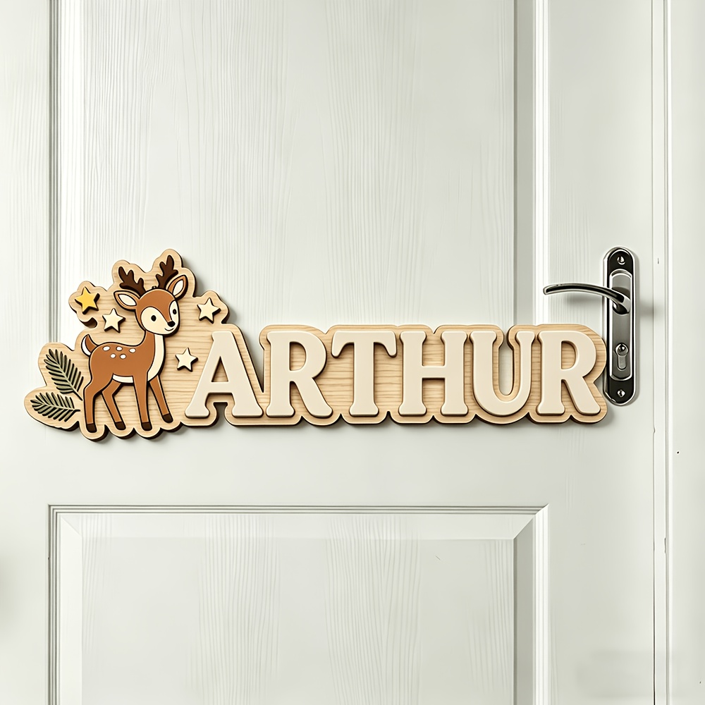 Custom Deer & Star Wooden Name - Baby Nursery Decor reseña y precio