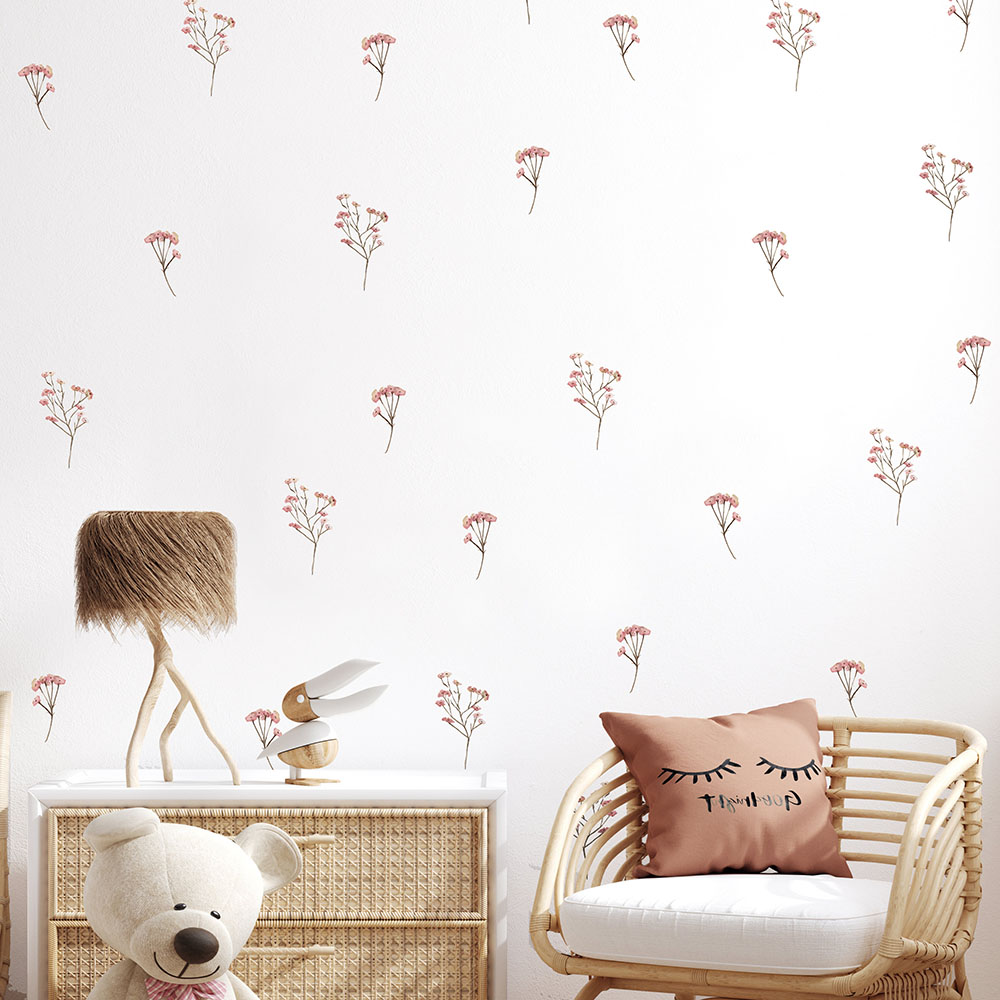 Pink  Watercolor Flower Wall S - Baby Nursery Pink reseña y precio
