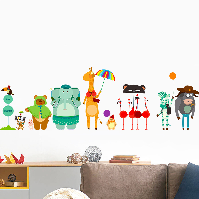 Cartoon Zoo Bus Station Wall S - Baby Nursery Zoo Animals reseña y precio
