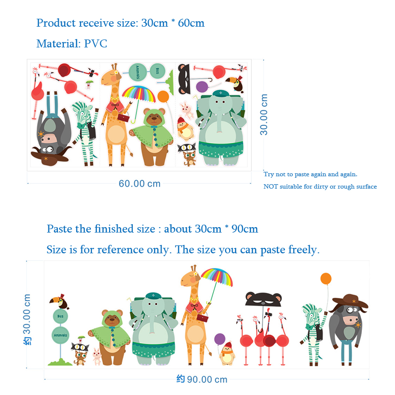 Cartoon Zoo Bus Station Wall S - Baby Nursery Zoo Animals reseña y precio