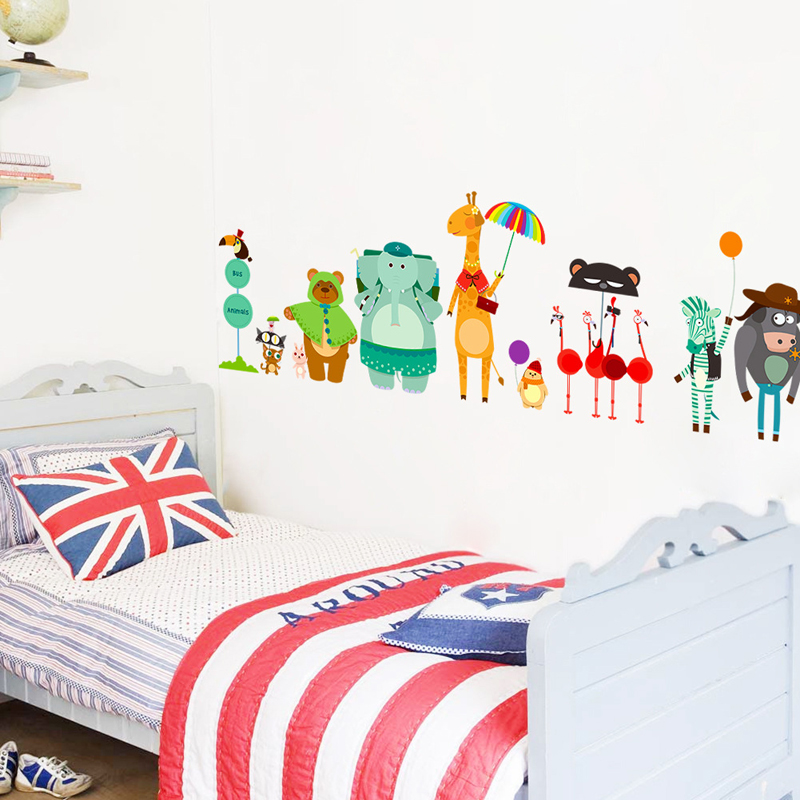 Cartoon Zoo Bus Station Wall S - Baby Nursery Zoo Animals reseña y precio