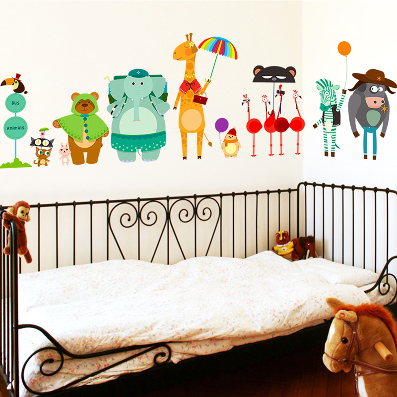 Cartoon Zoo Bus Station Wall S - Baby Nursery Zoo Animals reseña y precio