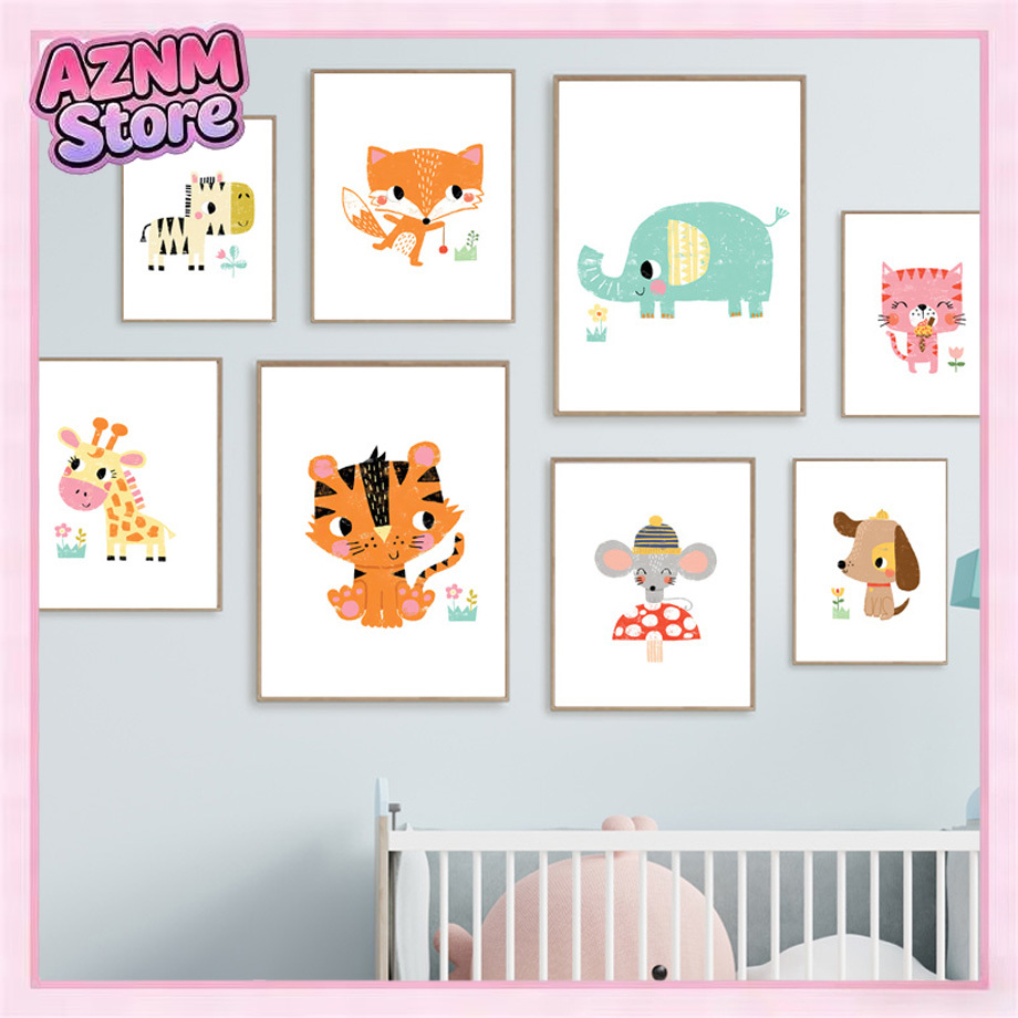 Cartoon Baby Animal Nursery Wa - Baby Nursery Zoo Animals reseña y precio