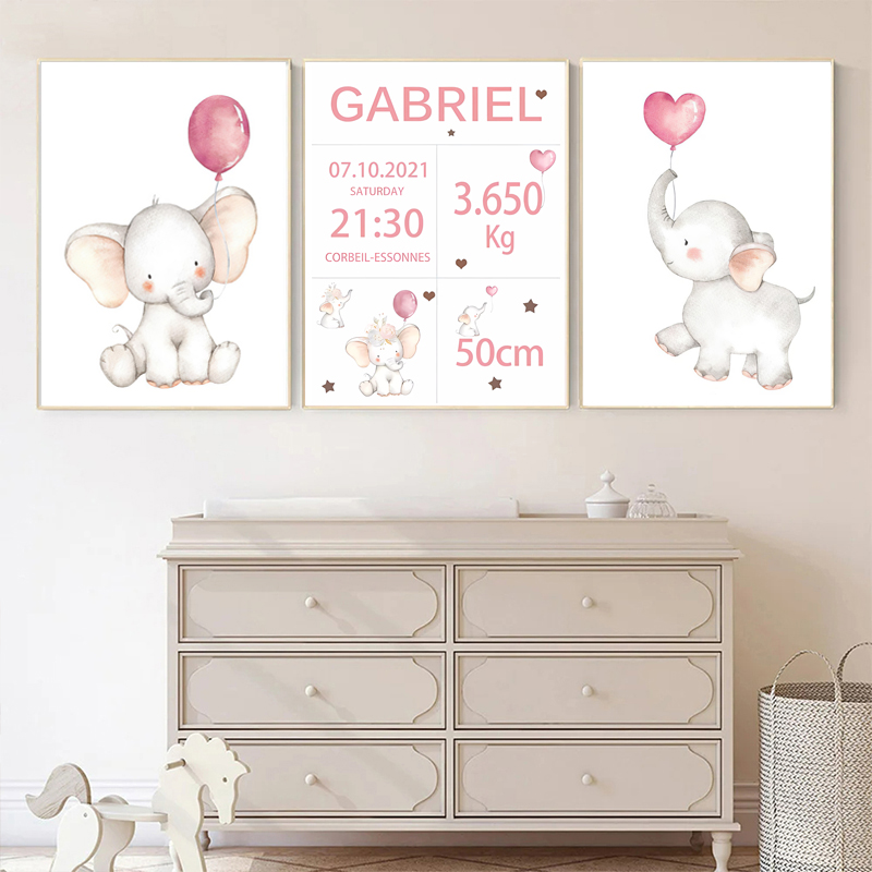 Pink Baby Customized Name Date - Baby Nursery Pink reseña y precio
