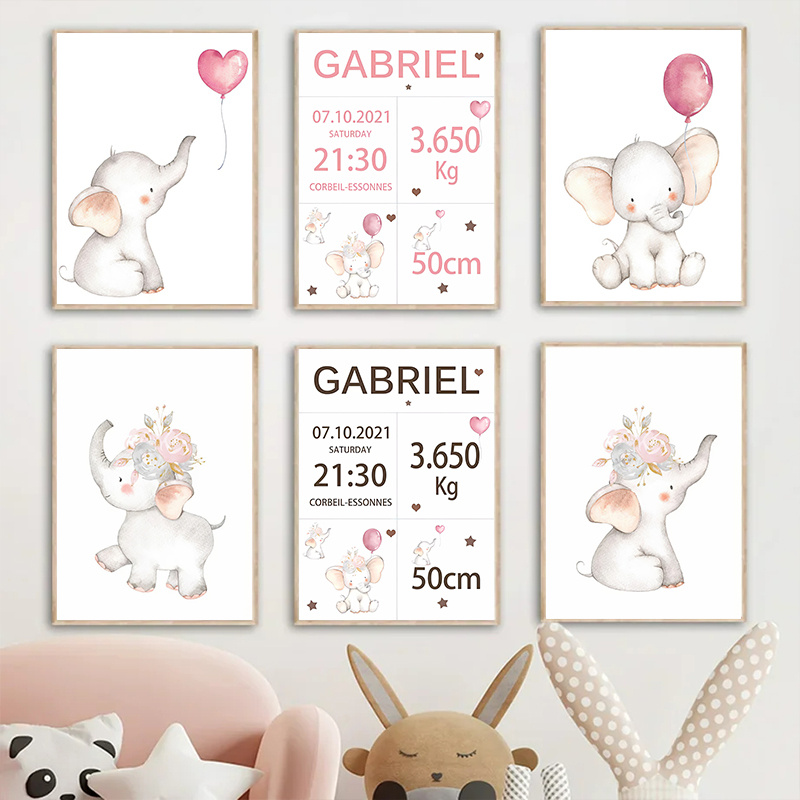 Pink Baby Customized Name Date - Baby Nursery Pink reseña y precio