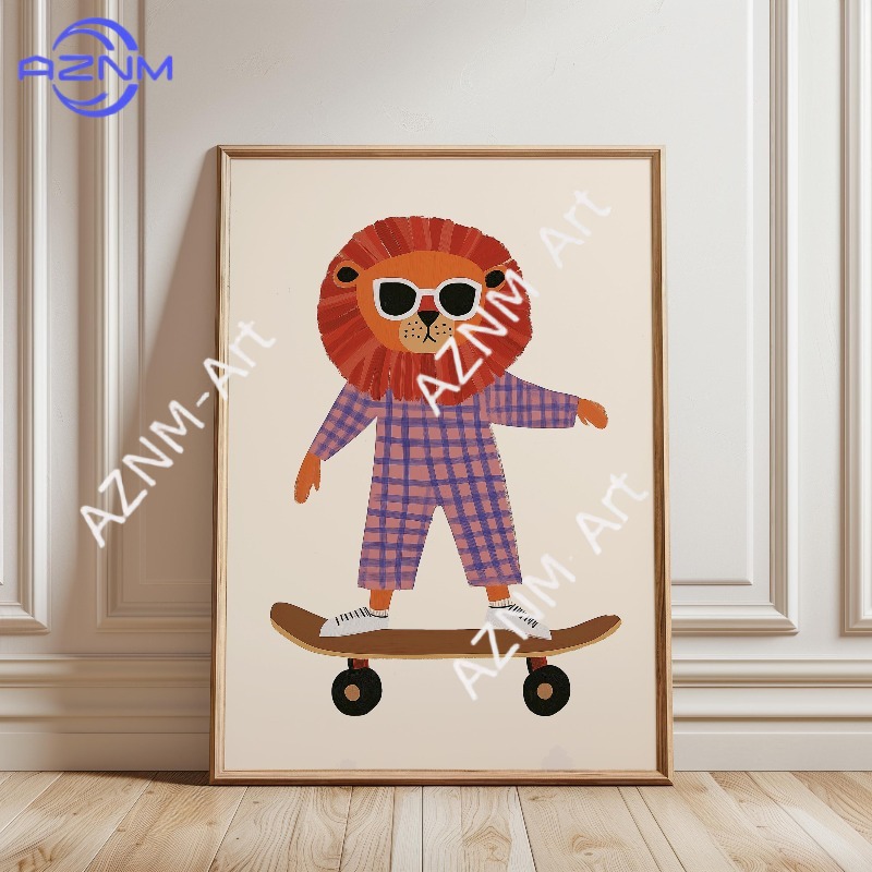 1PC Funny Animal Skateboarding - Baby Nursery Fabric reseña y precio