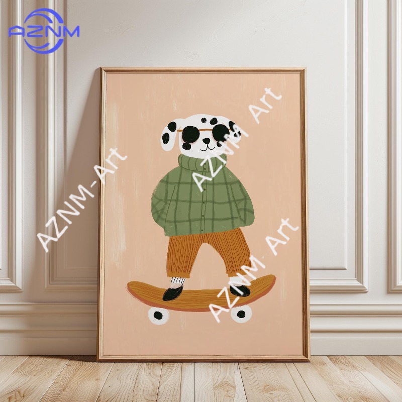 1PC Funny Animal Skateboarding - Baby Nursery Fabric reseña y precio