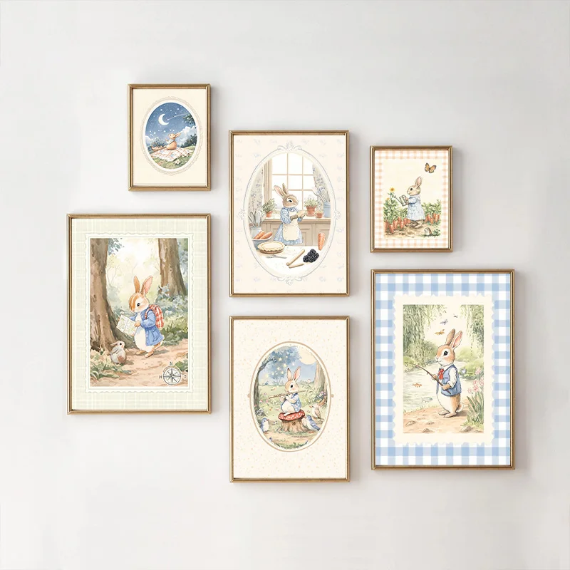 Vintage Boho Blue Plaid Rabbit - Baby Nursery Vintage reseña y precio