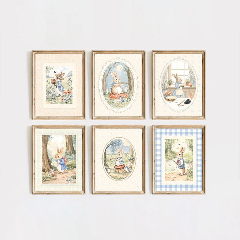 Vintage Boho Blue Plaid Rabbit - Baby Nursery Vintage reseña y precio