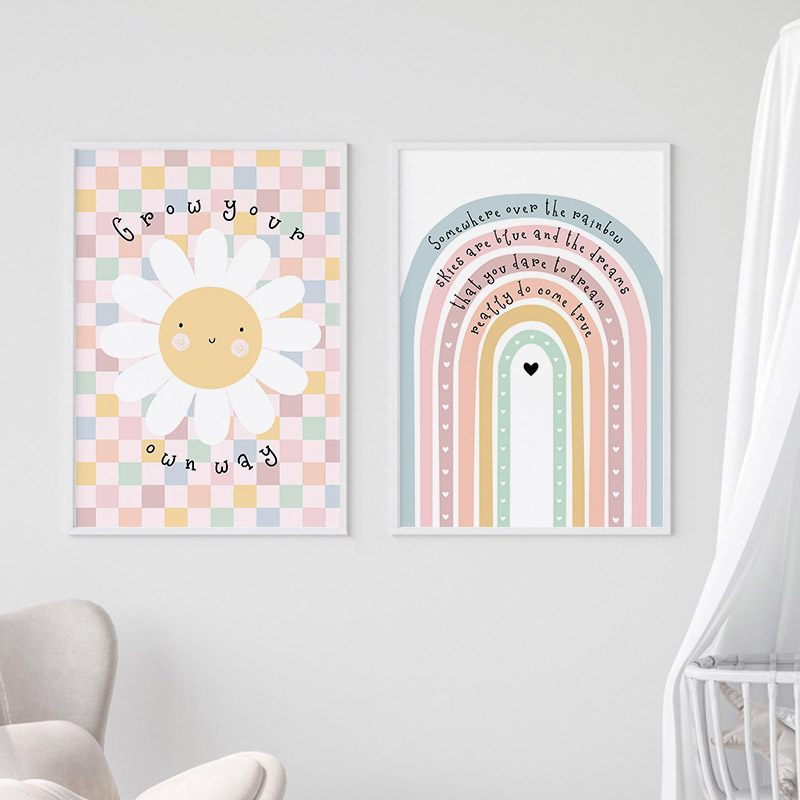 Sun Flower Rainbow Cloud Heart - Baby Nursery Modern reseña y precio