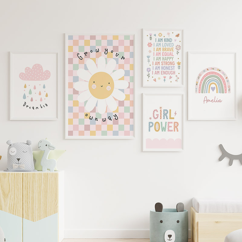Sun Flower Rainbow Cloud Heart - Baby Nursery Modern reseña y precio